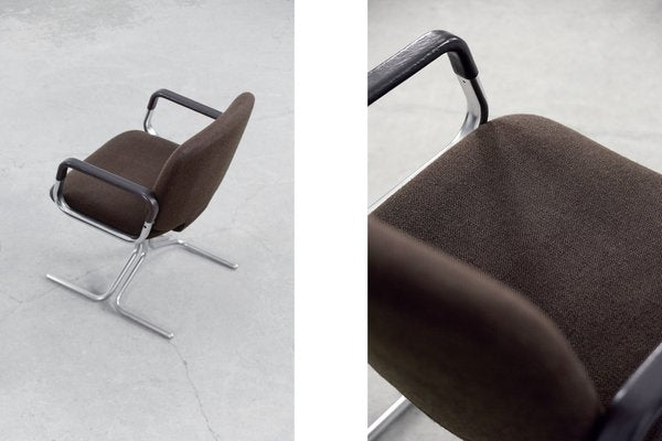 Mid-Century German Modern Brown Aluminum Chairs from Mauser Werke Waldeck, 1970s, Set of 2-ZAA-1132916