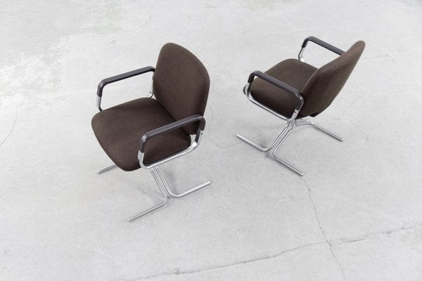 Mid-Century German Modern Brown Aluminum Chairs from Mauser Werke Waldeck, 1970s, Set of 2-ZAA-1132916