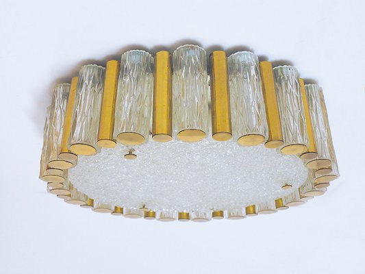 Mid-Century German Murano Glass and Brass Ceiling Lamp from Kaiser Idell / Kaiser Leuchten, 1960s-DEK-550781