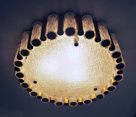 Mid-Century German Murano Glass and Brass Ceiling Lamp from Kaiser Idell / Kaiser Leuchten, 1960s-DEK-550781