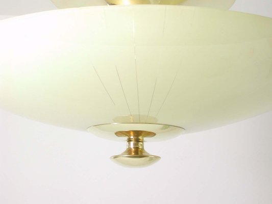 Mid-Century German Opaline and Brass Flush Mount, 1950s-OE-897860