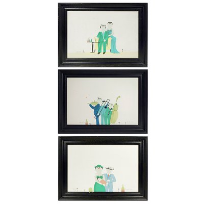 Mid-Century German Paintings from Barbara Oldenburg, Set of 5-RY-659045