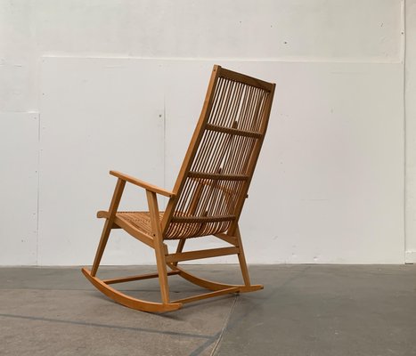 Mid-Century German Rattan Rocking Chair from Deutschen Werkstätten Hellerau, 1960s-UAH-1016664