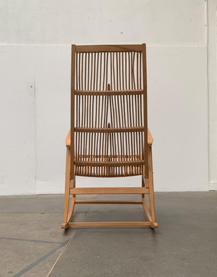 Mid-Century German Rattan Rocking Chair from Deutschen Werkstätten Hellerau, 1960s-UAH-1016664