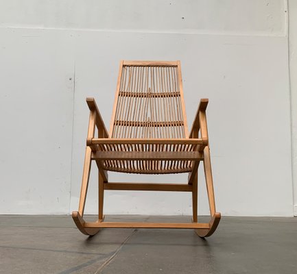 Mid-Century German Rattan Rocking Chair from Deutschen Werkstätten Hellerau, 1960s-UAH-1016664