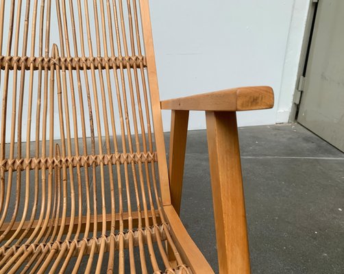 Mid-Century German Rattan Rocking Chair from Deutschen Werkstätten Hellerau, 1960s-UAH-1016664