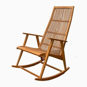 Mid-Century German Rattan Rocking Chair from Deutschen Werkstätten Hellerau, 1960s-UAH-1016664