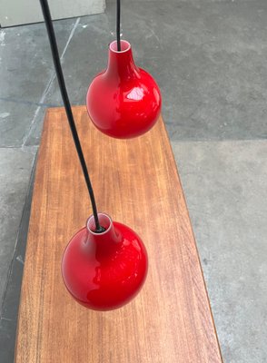 Mid-Century German Red Glass Pendant Lamps from Peill & Putzler, 1960s, Set of 2-UAH-1778494