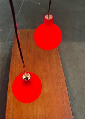 Mid-Century German Red Glass Pendant Lamps from Peill & Putzler, 1960s, Set of 2-UAH-1778494