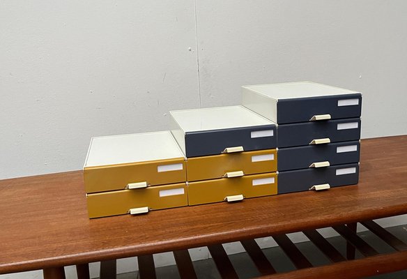 Mid-Century German Space Age Modular Paper Office Tray Container from Helit, 1960s, Set of 9-UAH-1768619