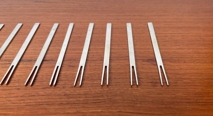 Mid-Century German Stainless Steel Cocktail Forks by Peter Raacke for Mono A, 1950s, Set of 12-UAH-2036097