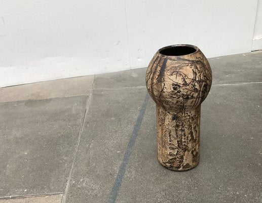 Mid-Century German Studio Pottery Brutalist Floor Vase by Gerhard Liebenthron, 1977-UAH-1293546