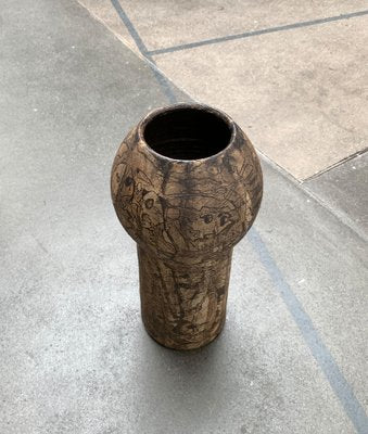 Mid-Century German Studio Pottery Brutalist Floor Vase by Gerhard Liebenthron, 1977-UAH-1293546