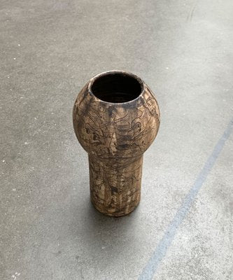 Mid-Century German Studio Pottery Brutalist Floor Vase by Gerhard Liebenthron, 1977-UAH-1293546