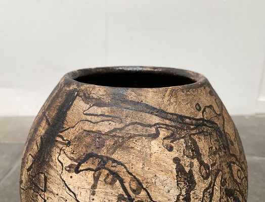 Mid-Century German Studio Pottery Brutalist Floor Vase by Gerhard Liebenthron, 1977-UAH-1293546