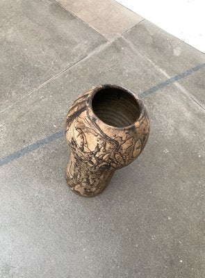 Mid-Century German Studio Pottery Brutalist Floor Vase by Gerhard Liebenthron, 1977-UAH-1293546