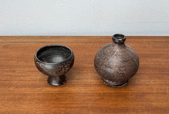 Mid-Century German Studio Pottery Vase and Bowl by Monika Maetzel, 1960s, Set of 2-UAH-1778514