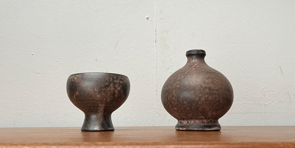 Mid-Century German Studio Pottery Vase and Bowl by Monika Maetzel, 1960s, Set of 2