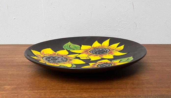 Mid-Century German Studio Pottery Wall Plate with Sunflower Design from Ruscha, 1960s-UAH-1786516