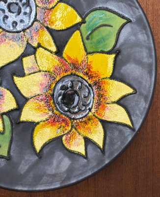 Mid-Century German Studio Pottery Wall Plate with Sunflower Design from Ruscha, 1960s-UAH-1786516