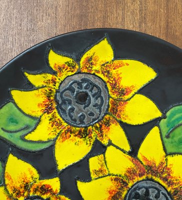 Mid-Century German Studio Pottery Wall Plate with Sunflower Design from Ruscha, 1960s-UAH-1786516