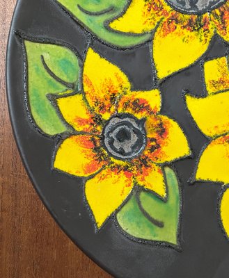 Mid-Century German Studio Pottery Wall Plate with Sunflower Design from Ruscha, 1960s-UAH-1786516