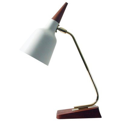 Mid-Century German Teak and Brass Table Desk Lamp from Kaiser Leuchten, 1950s-OE-897824