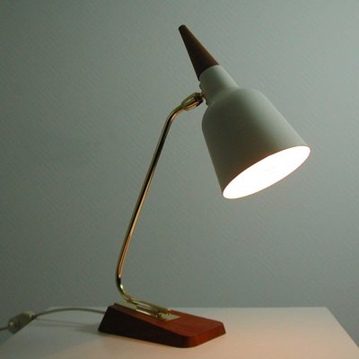 Mid-Century German Teak and Brass Table Desk Lamp from Kaiser Leuchten, 1950s-OE-897824