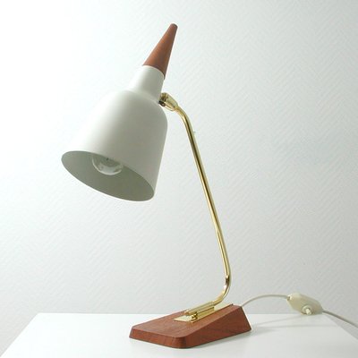 Mid-Century German Teak and Brass Table Desk Lamp from Kaiser Leuchten, 1950s-OE-897824