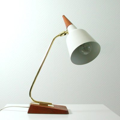 Mid-Century German Teak and Brass Table Desk Lamp from Kaiser Leuchten, 1950s-OE-897824