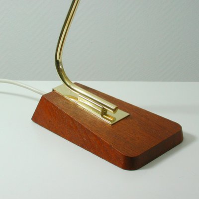 Mid-Century German Teak and Brass Table Desk Lamp from Kaiser Leuchten, 1950s-OE-897824