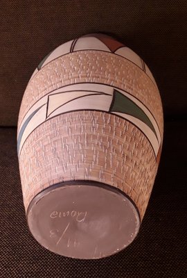 Mid-Century German Vase with Colored Ritzdekor from Kule-Keramik in Roma Design, 1950s-HOI-1727845