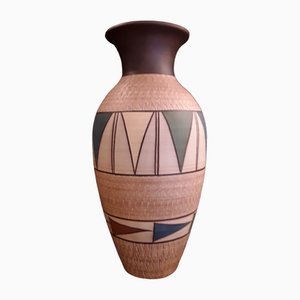 Mid-Century German Vase with Colored Ritzdekor from Kule-Keramik in Roma Design, 1950s-HOI-1727845