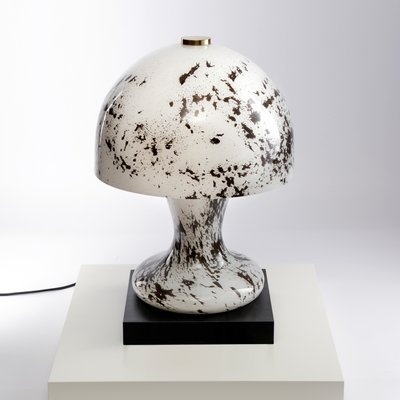 Mid-Century German White Hand-Blown Heavy Glass Table Lamp from Süssmuth, 1960s-QBR-1091956