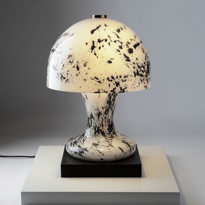 Mid-Century German White Hand-Blown Heavy Glass Table Lamp from Süssmuth, 1960s-QBR-1091956