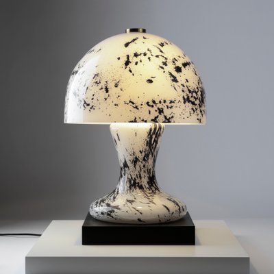 Mid-Century German White Hand-Blown Heavy Glass Table Lamp from Süssmuth, 1960s-QBR-1091956