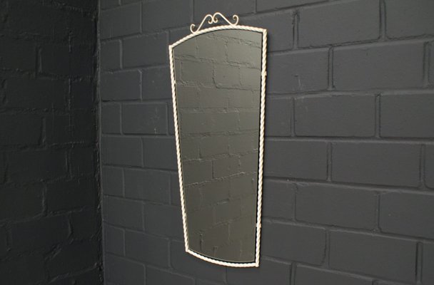 Mid-Century German White Metal Wall Mirror, 1950s-KQB-688860