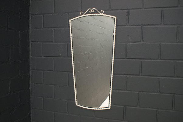 Mid-Century German White Metal Wall Mirror, 1950s-KQB-688860