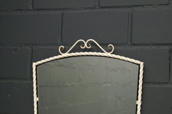 Mid-Century German White Metal Wall Mirror, 1950s-KQB-688860