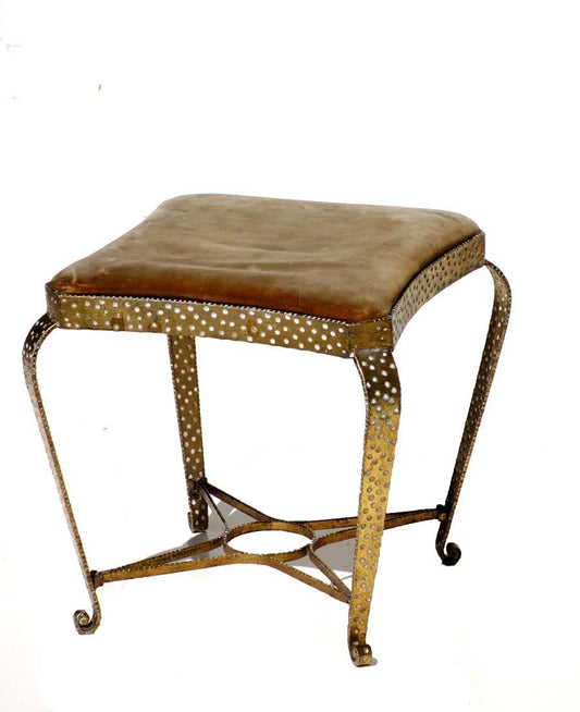 Mid-Century Gilded Iron Stool & Console by Pier Luigi Colli