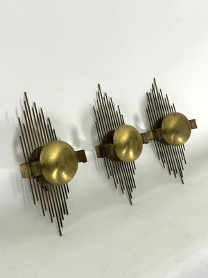 Mid-Century Gilded Metal Sconces, Italy, 1950s, Set of 3-OT-1782077