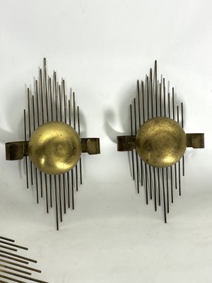 Mid-Century Gilded Metal Sconces, Italy, 1950s, Set of 3-OT-1782077