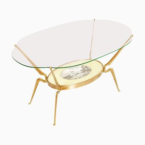 Mid-Century Gilt Brass Coffee Table by Cesare Lacca, 1950s-NJV-734264