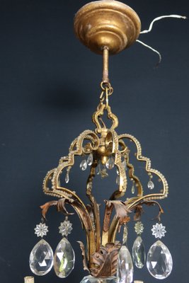 Mid-Century Gilt Iron Chandelier, 1950s-WSV-1813734