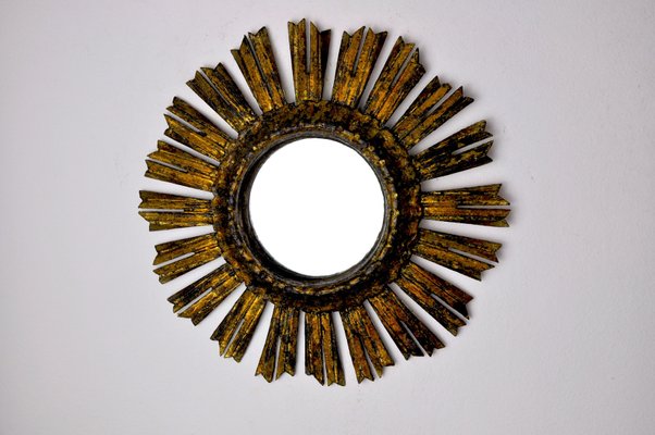 Mid-Century Gilt Wood Sun Mirror, 1950s-EJE-1373458