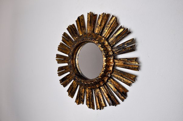 Mid-Century Gilt Wood Sun Mirror, 1950s-EJE-1373458