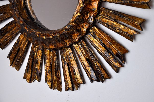 Mid-Century Gilt Wood Sun Mirror, 1950s-EJE-1373458