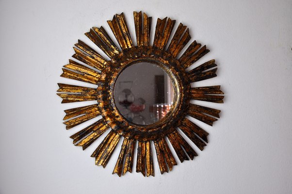 Mid-Century Gilt Wood Sun Mirror, 1950s-EJE-1373458