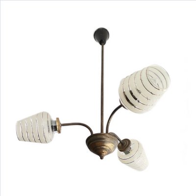 Mid-Century Glass and Brass 3-Light Sputnik Light-SCS-1100862