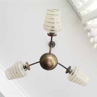 Mid-Century Glass and Brass 3-Light Sputnik Light-SCS-1100862